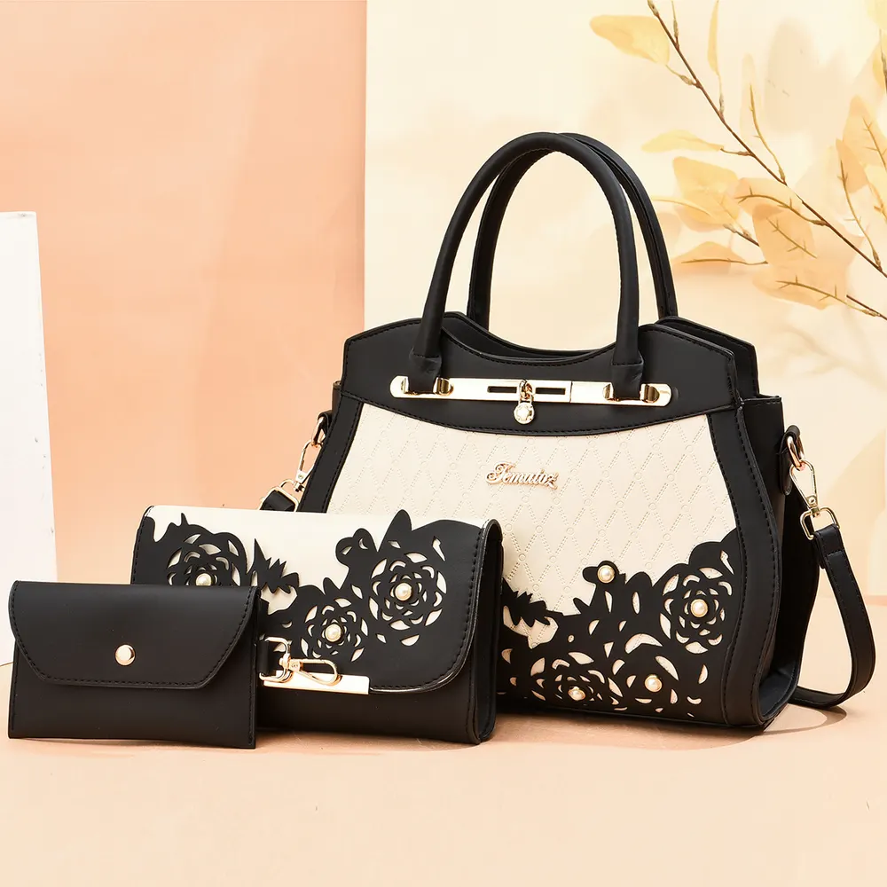 Three-Piece PU Handbag and Wallet Set