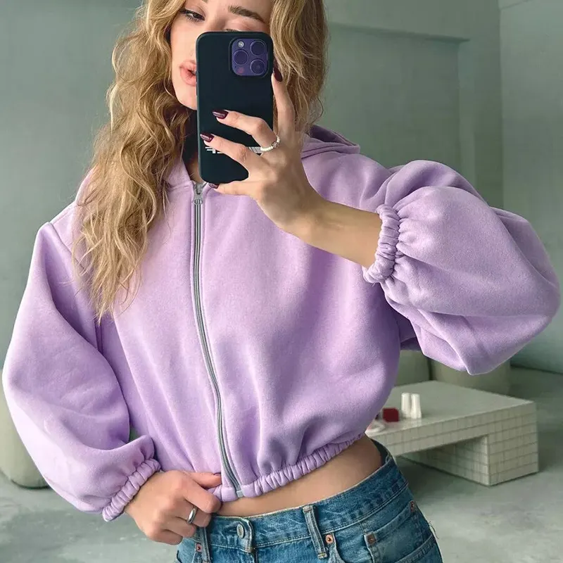Hooded Zip-Up Crop Jacket