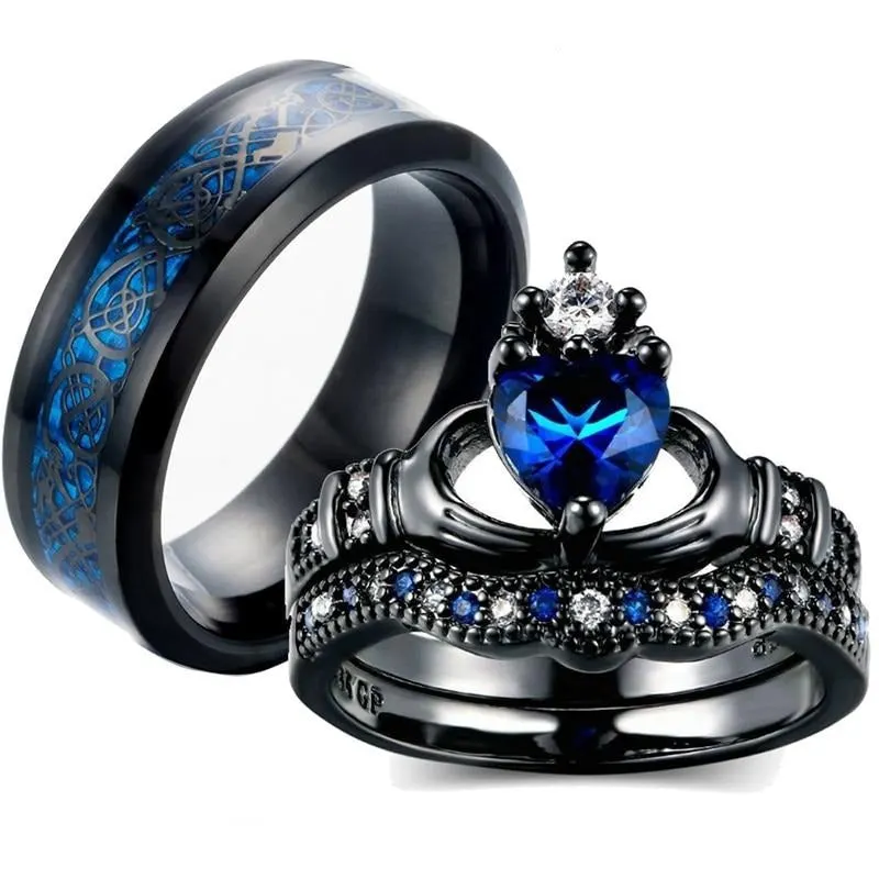 Crown Motif Sapphire-Tone Ring