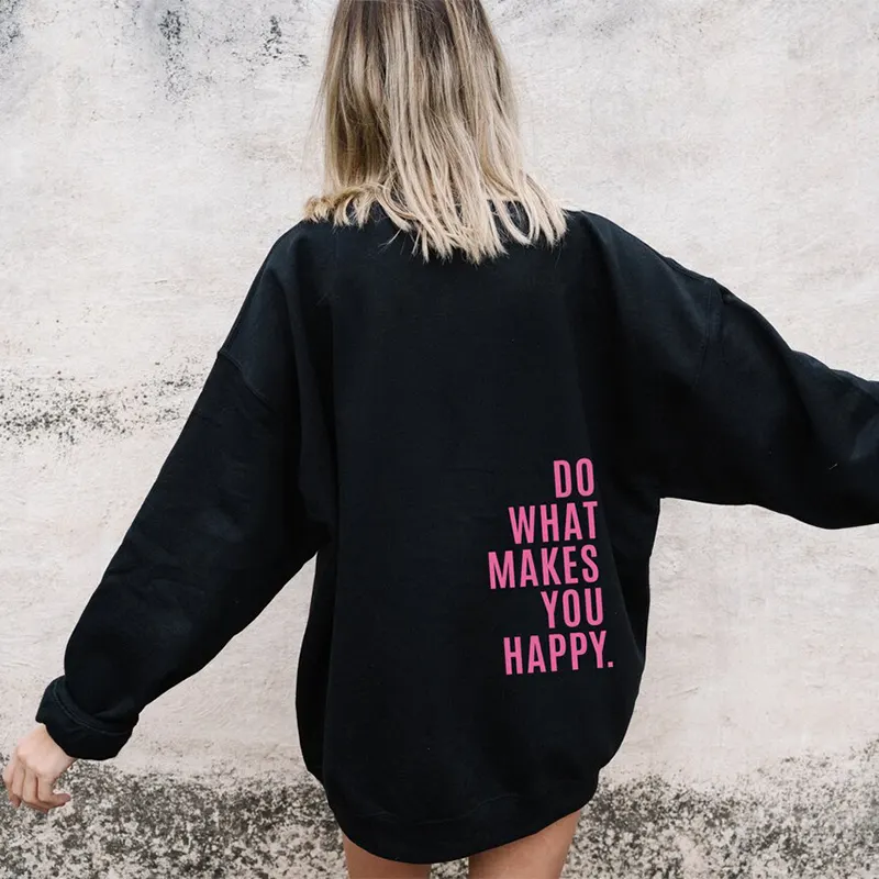 Hooded Slogan Print Sweatshirt