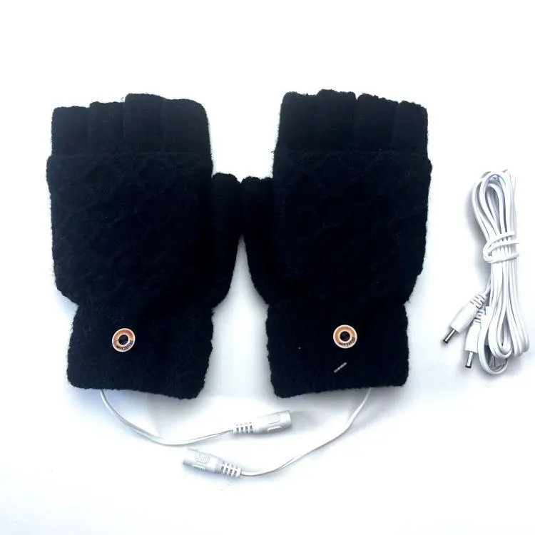Knitted USB Heated Gloves with Finger Covers
