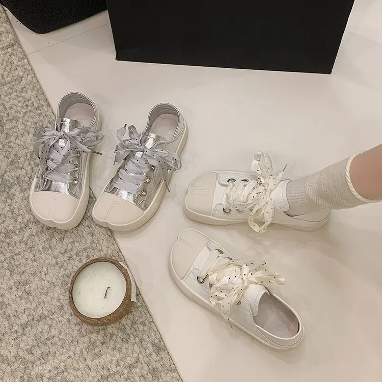 Polka Dot Bow Split-Toe Mule Sneaker