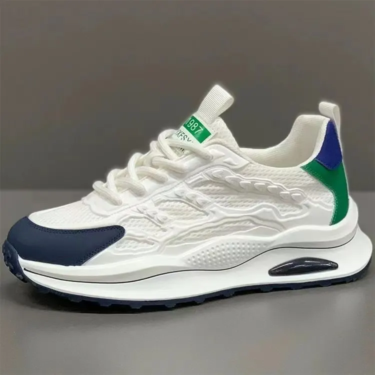 White Lace-Up Mesh Sneakers