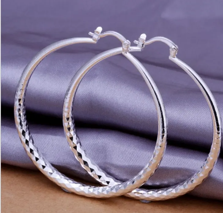 Large 925 Silver Hoop Earrings