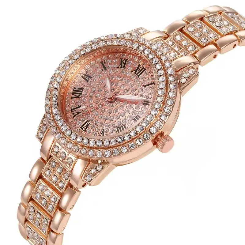 Crystal-Set Alloy Bracelet Watch
