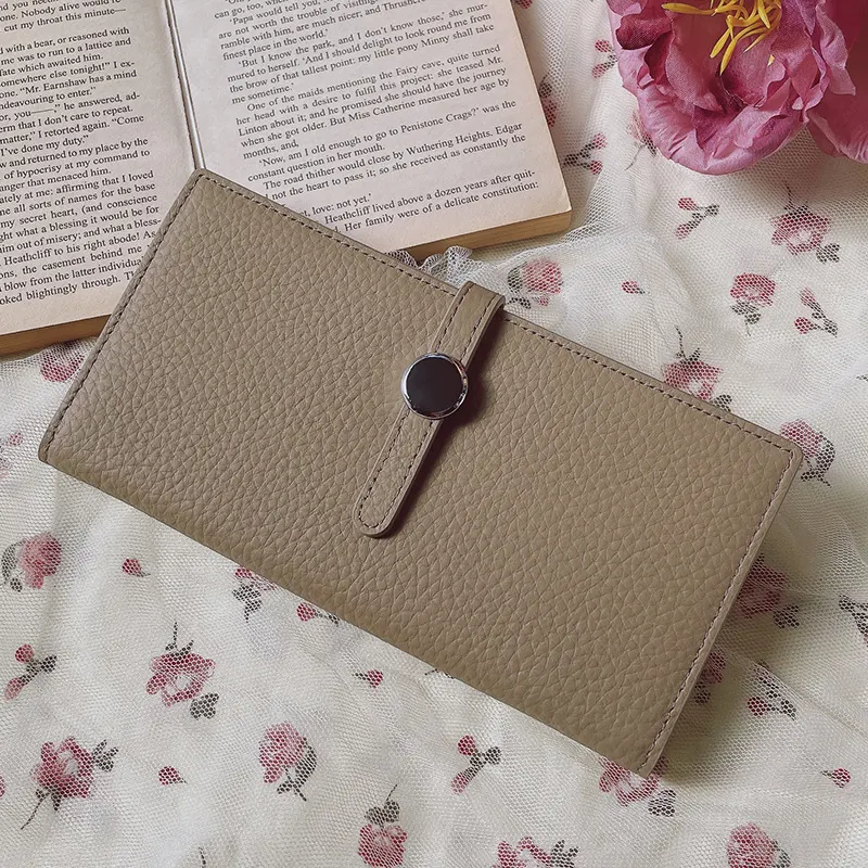Lychee-Grain Leather Long Wallet