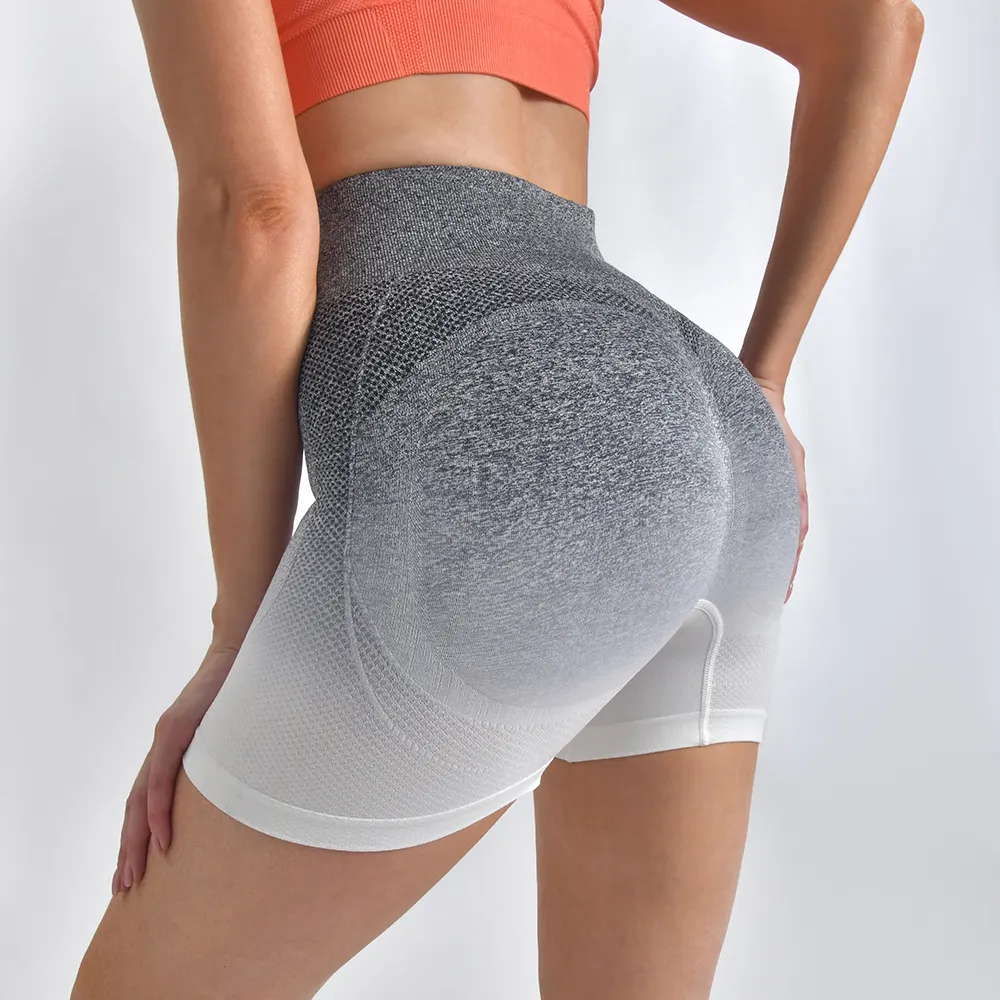 Striped High-Waist Yoga Shorts