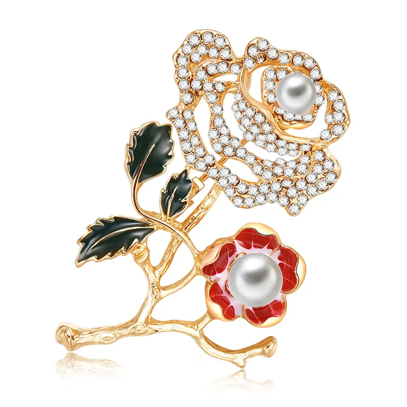 Geometric Gold-Plated Rhinestone Brooch