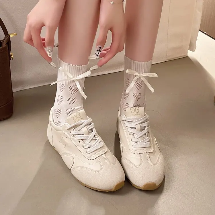Color Block Platform Leather Sneakers