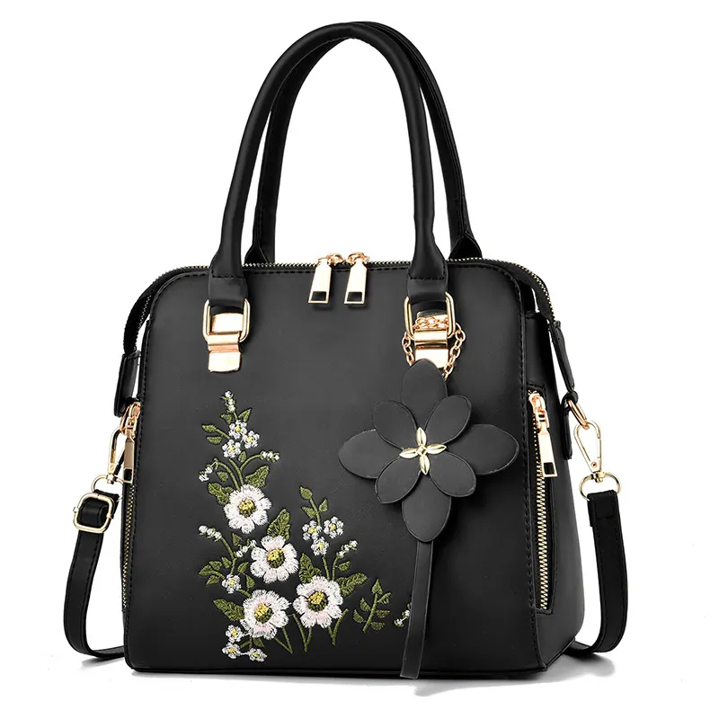 Embroidered Floral Shoulder Bag
