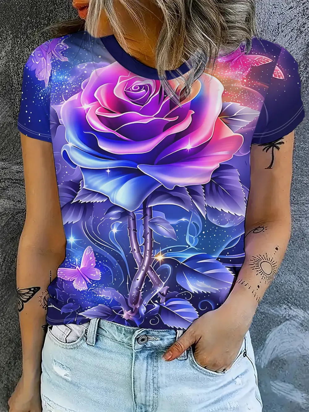 Seaside Sailboat Print Loose Crew Neck Tee