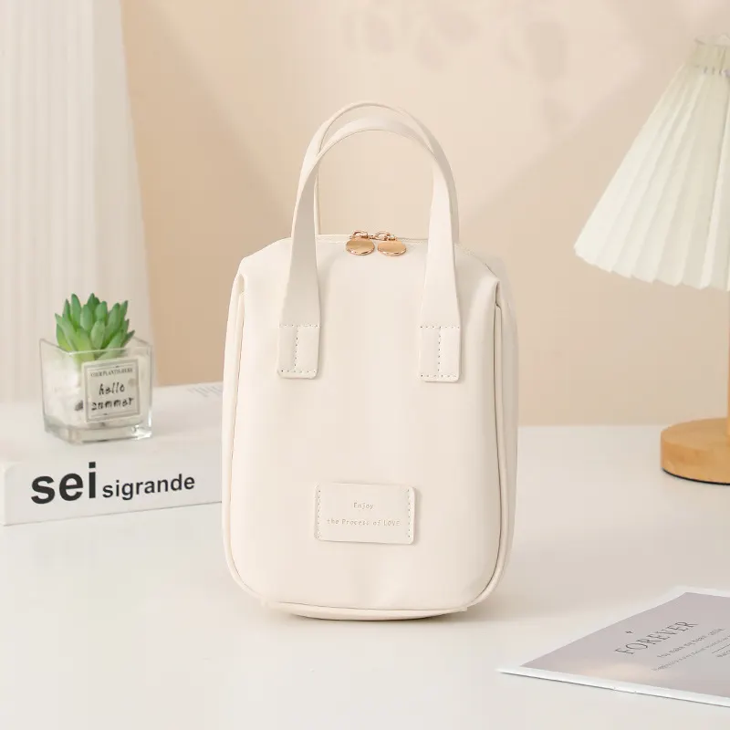 Shell-Shaped Handle-Top Cosmetic Bag
