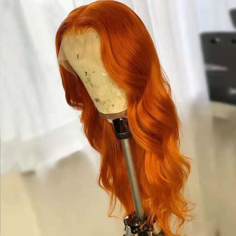 Smooth Dark Orange Human Hair Wig
