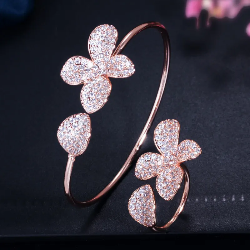 Floral Zircon Two-Piece Jewellery Set