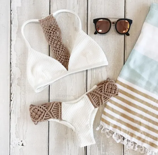 Khaki Padded Two-Piece Swimsuit
