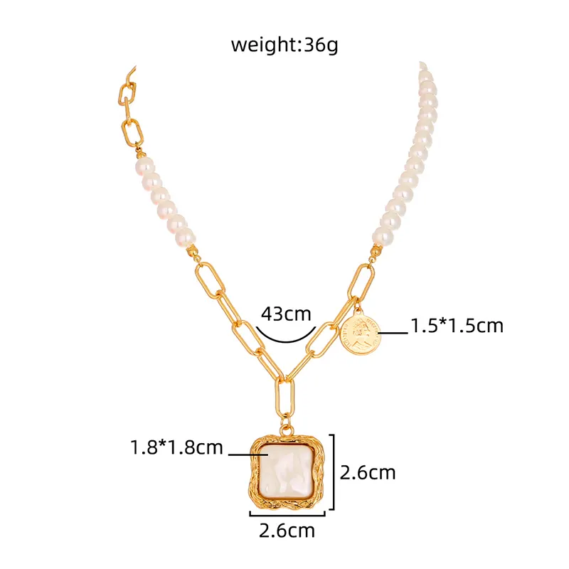 Faux Baroque Pearl Pendant Necklace