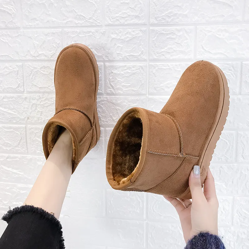 Suede Snow Boots with Faux Fur