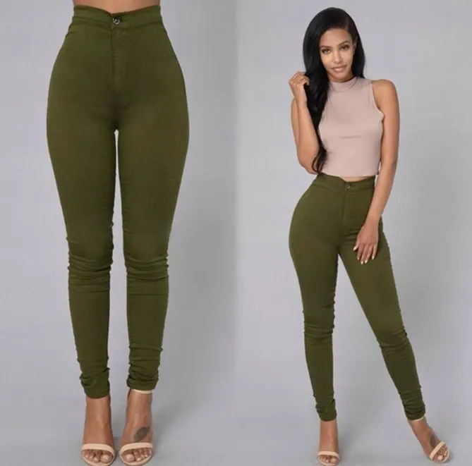 High Waist Stretch Skinny Trousers