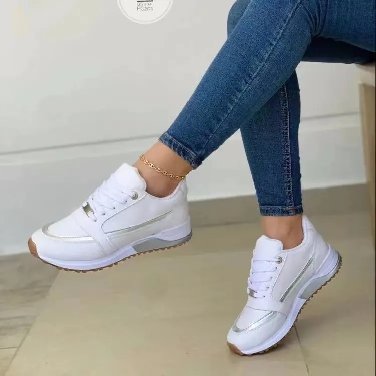 Sequined Lace-Up Flat Sneakers