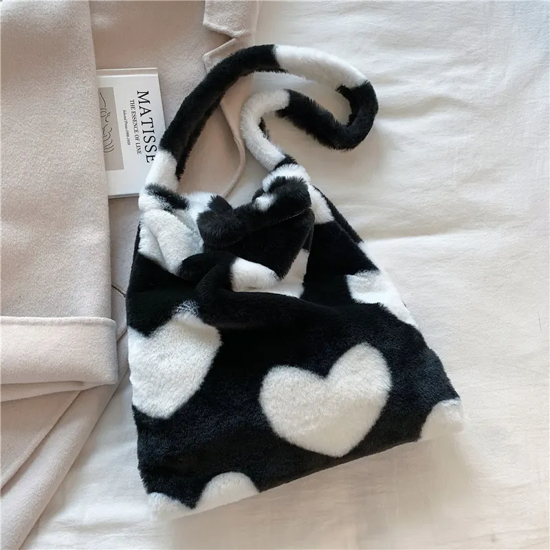 Plush Heart Shoulder Bag