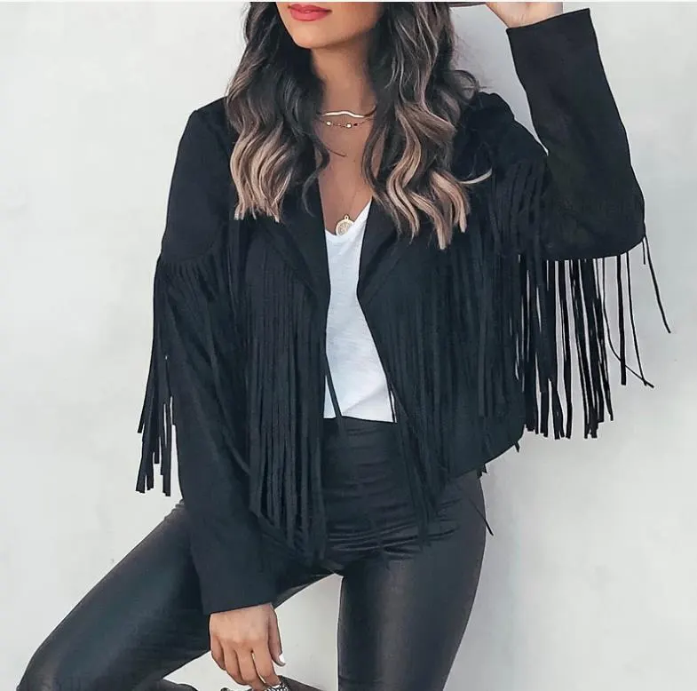 Faux Suede Fringe Moto Jacket