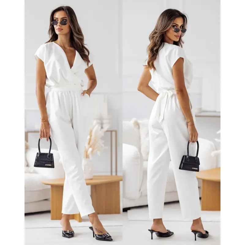 Lace-Up Short Sleeve Jumpsuit