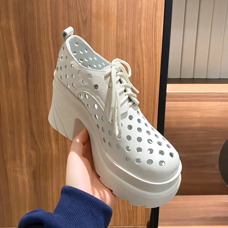 Waterproof Leather Platform Heels