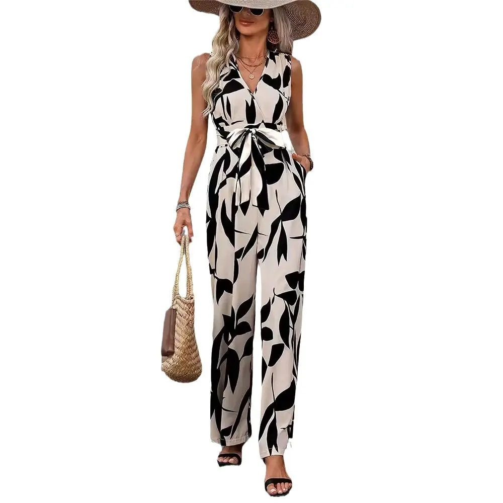 High-Waist Wide-Leg Printed Jumpsuit