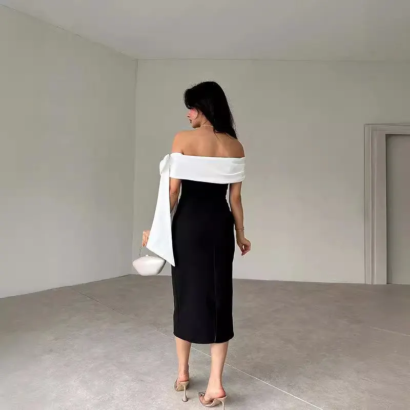 Off-Shoulder Bow Cocktail Dress