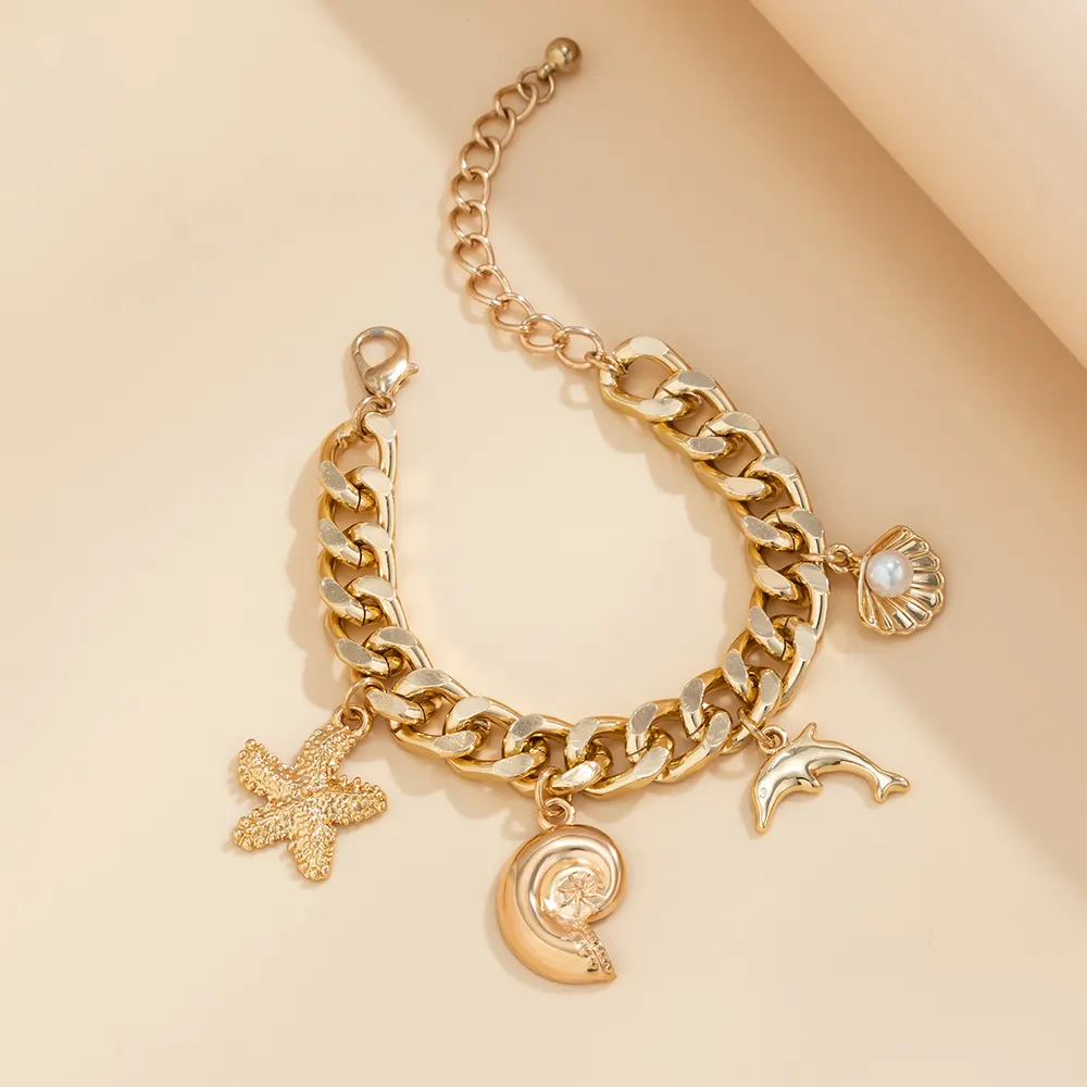 Gold-Tone Conch and Starfish Choker