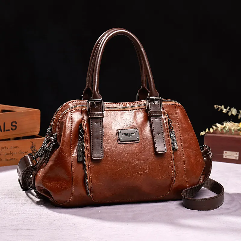 Spliced PU Leather Crossbody Bag