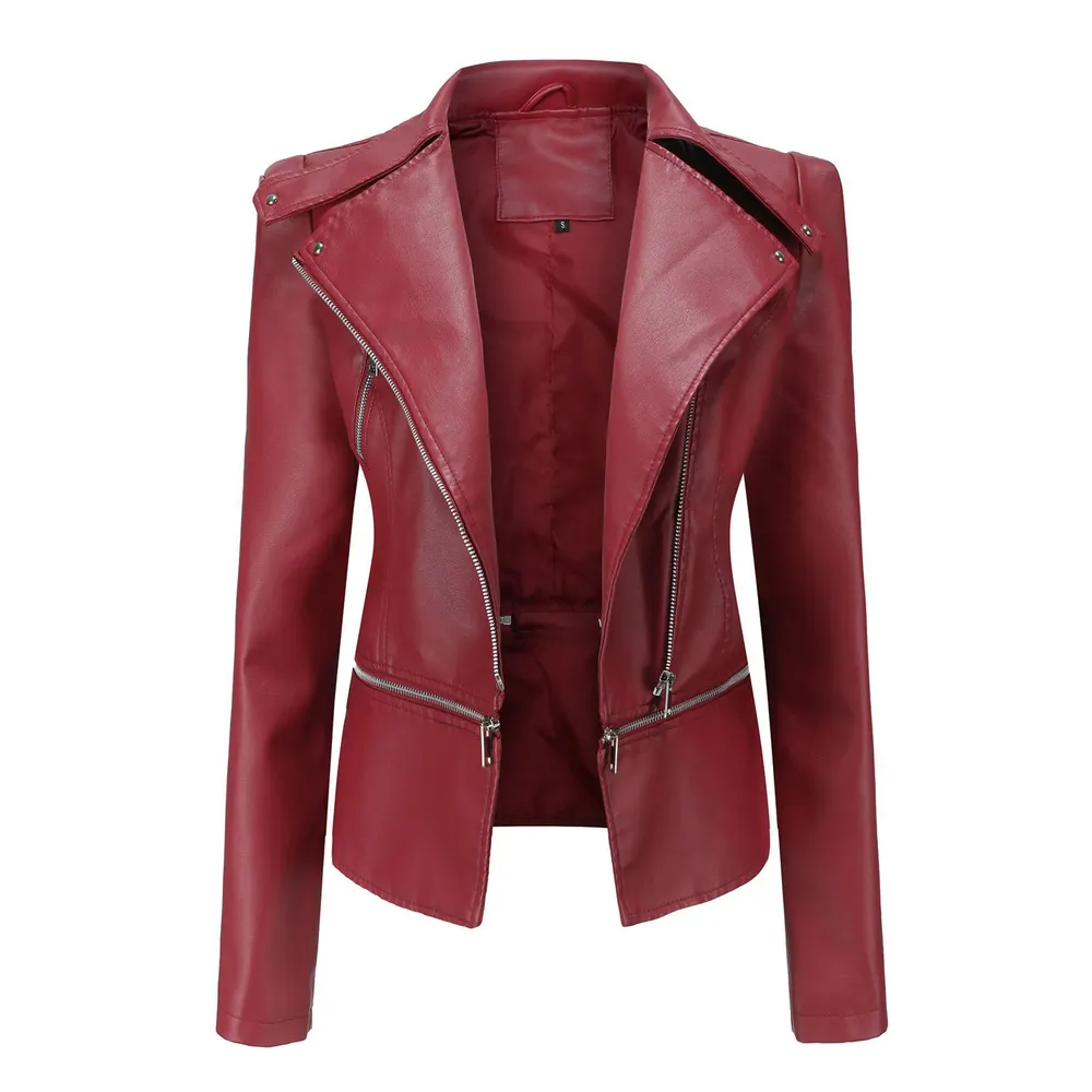 Slim Fit Faux Leather Moto Jacket