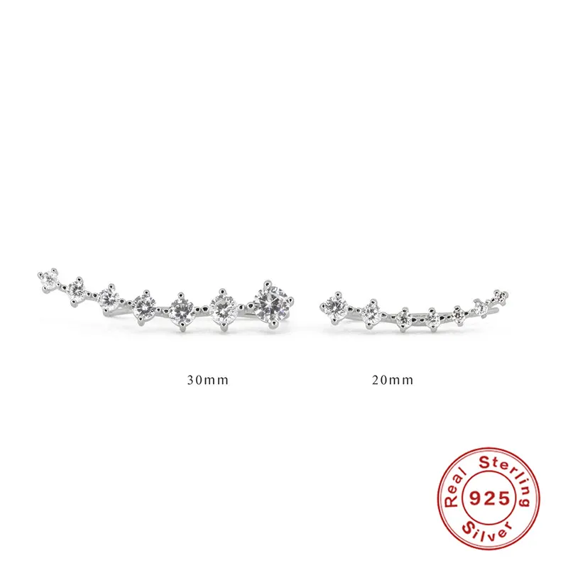Linear Seven-Stone Silver Stud Earrings