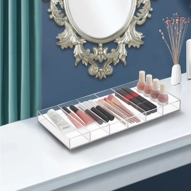 6-Compartment Clear Acrylic Brow Pencil Organizer