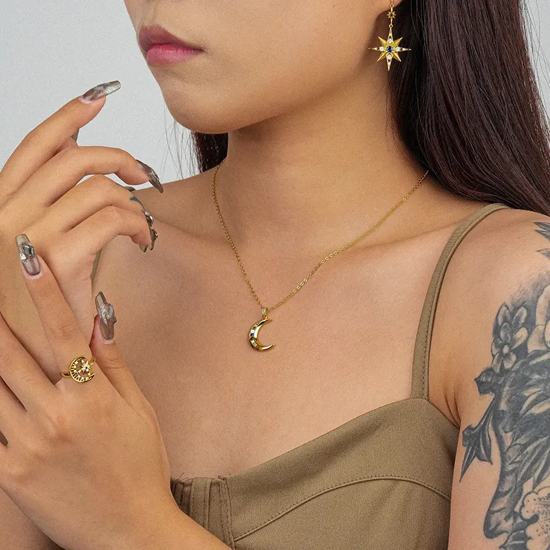 Moon Pendant 925 Sterling Silver Necklace