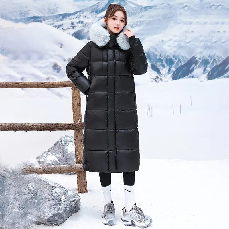 Plus-Size Fur-Collar Winter Coat