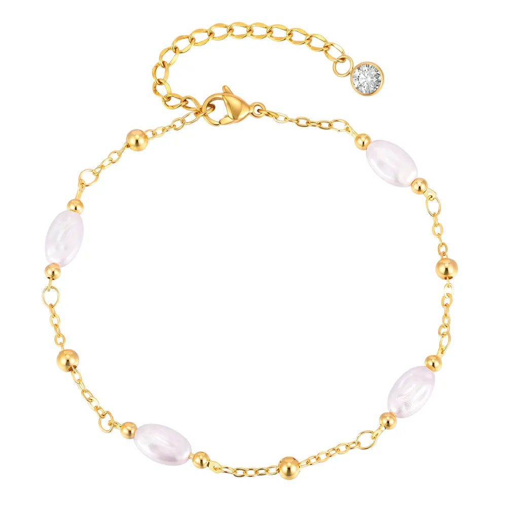 Pearl Chain Stainless Steel Anklet