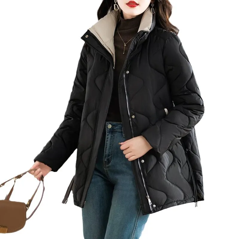Plaid Padded Mid-Length Coat