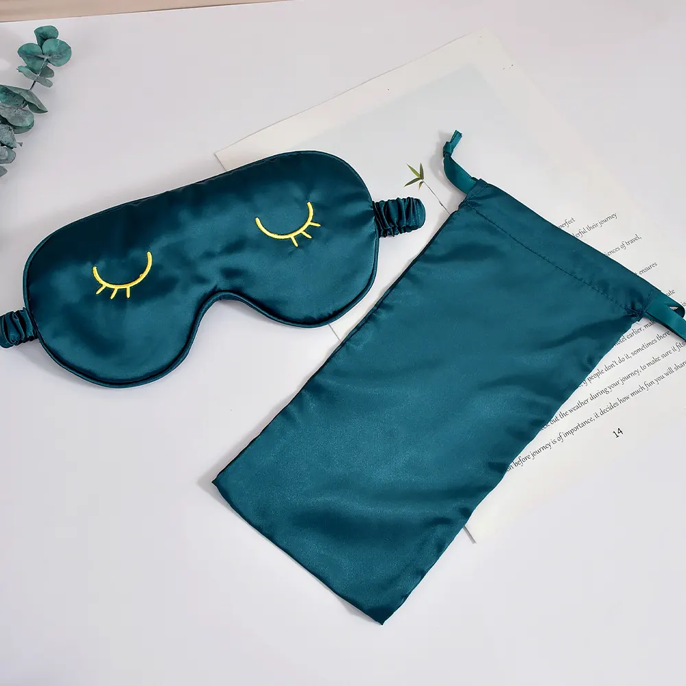 Embroidered Eyelash Imitation Silk Sleep Mask