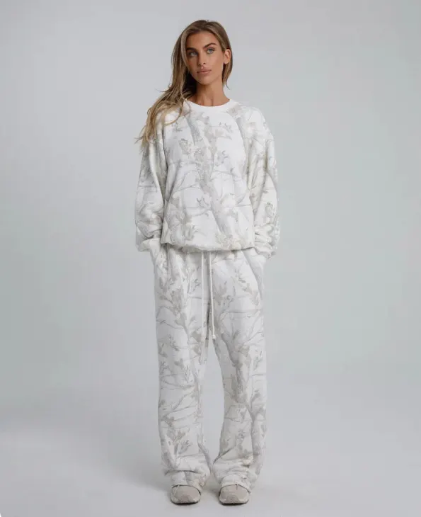 Maple Leaf Print Hoodie and Jogger Set