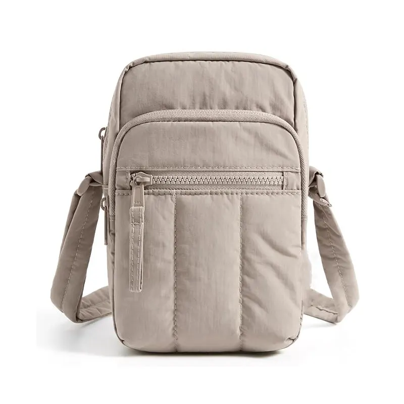 Plaid Nylon Cylindrical Crossbody Bag