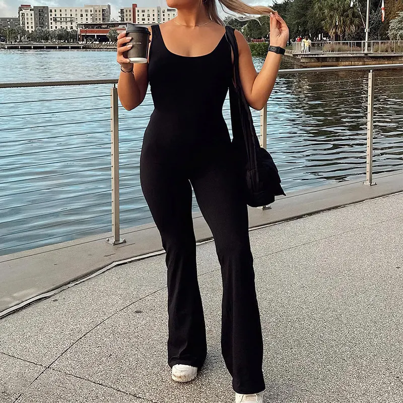 Slim Fit Backless Yoga Jumpsuit