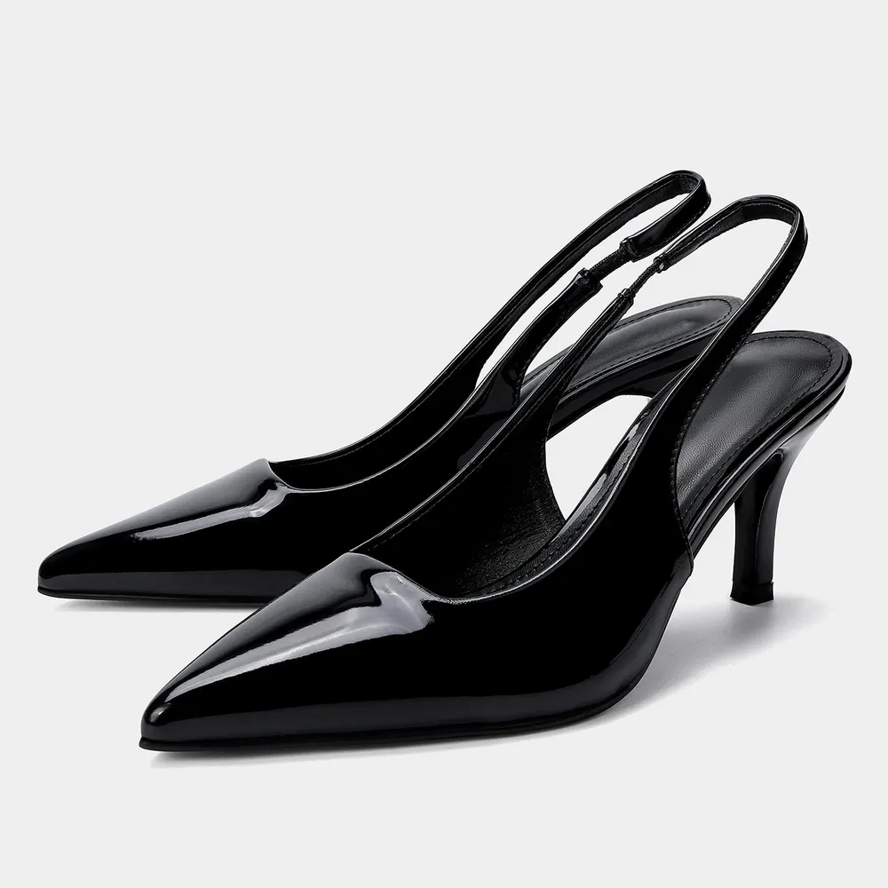 Pointed Toe Slingback Stiletto Mule