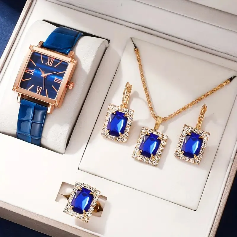 Quartz Watch, Necklace, Earrings and Ring Set