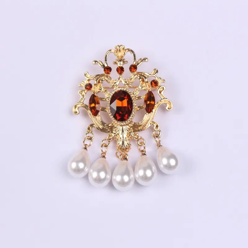 Baroque Round Electroplated Coat Brooch
