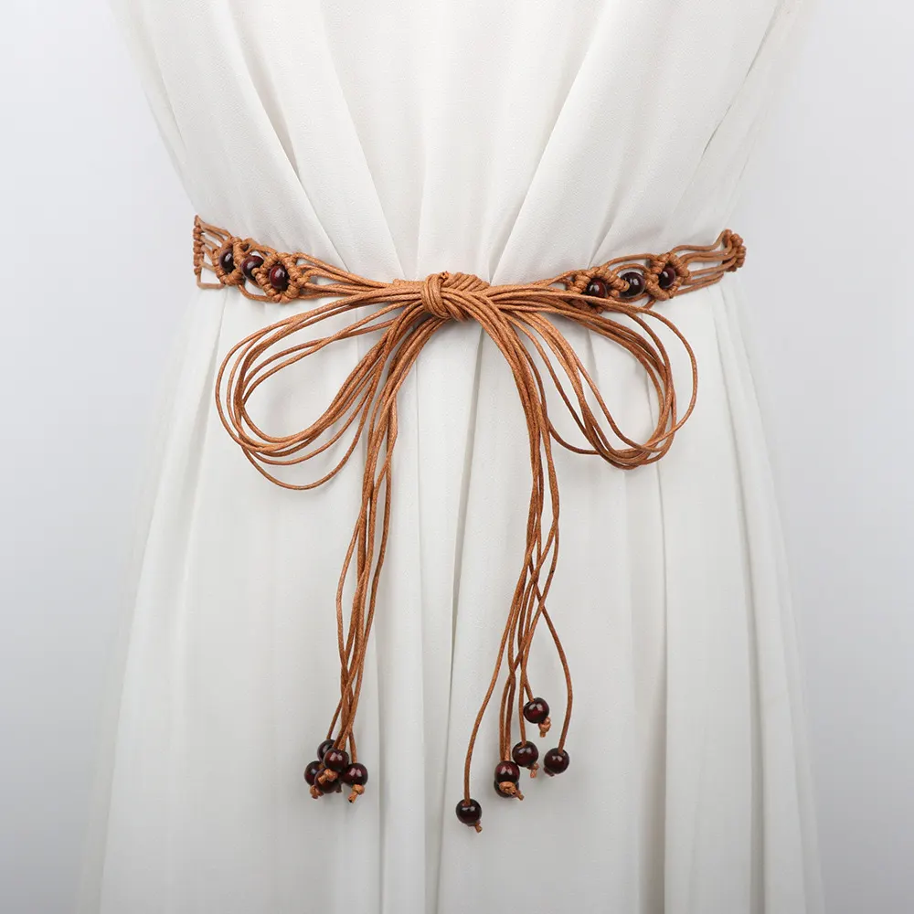 Hand-Beaded Woven Tassel Belt
