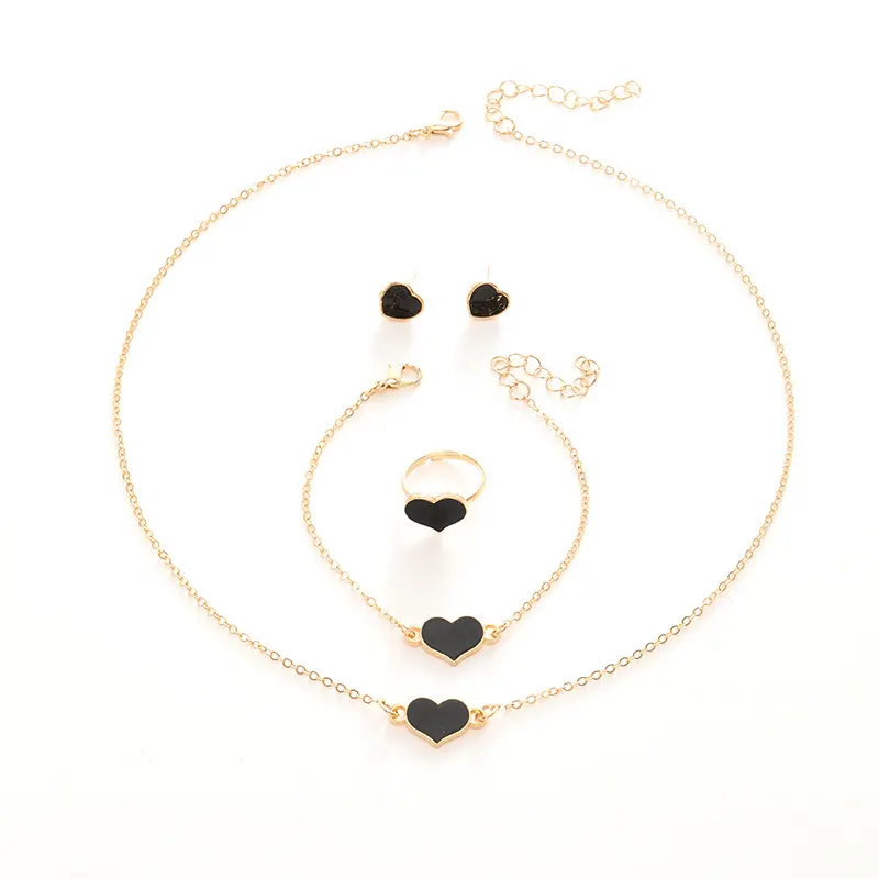 Four-Piece Heart Motif Jewellery Set