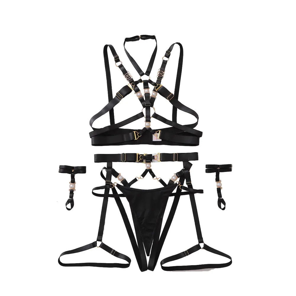 Gem-Embellished Four-Piece Lingerie Set