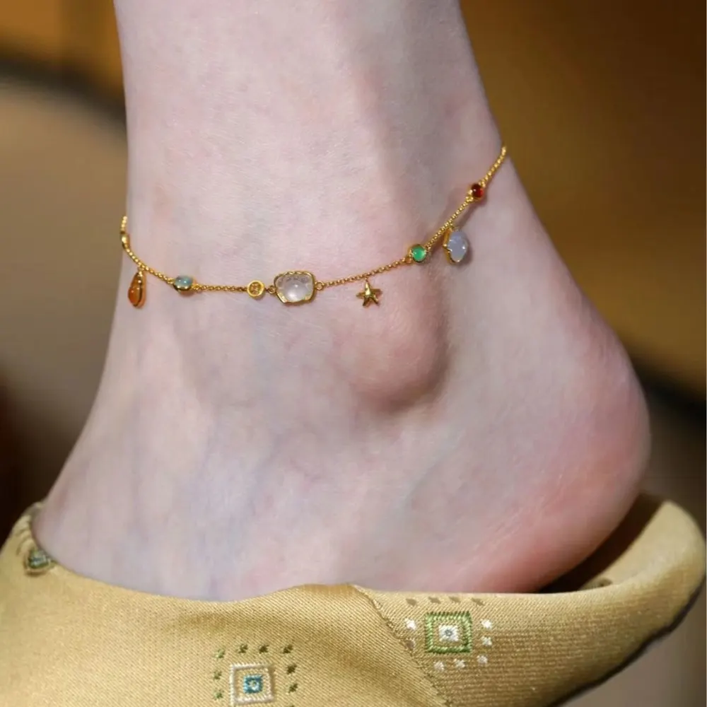 Starfish and Shell Gold-Tone Anklet
