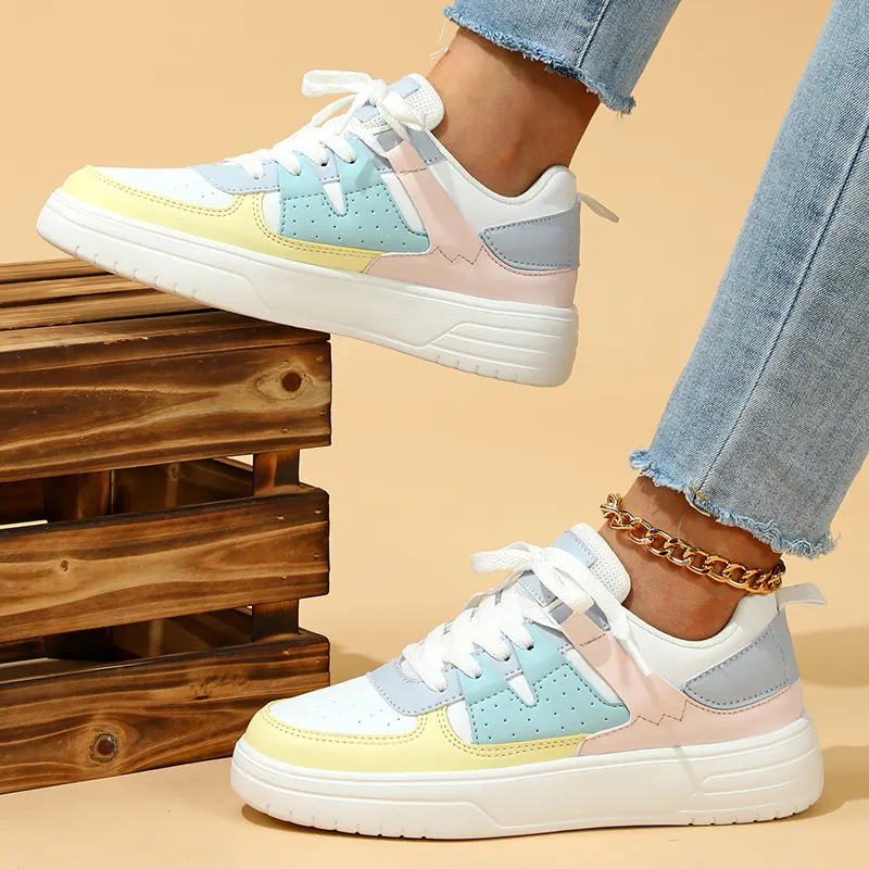 Lace-Up Mesh Platform Sneakers